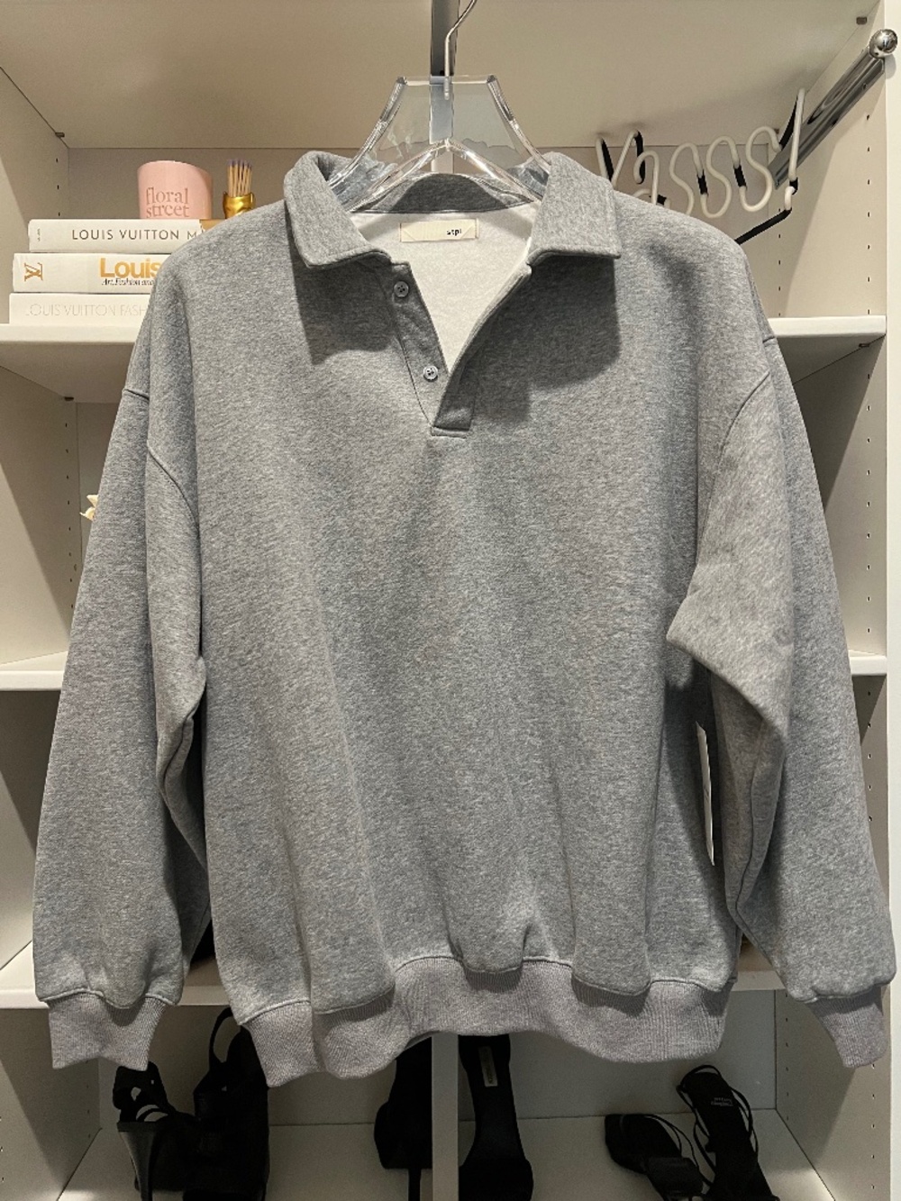 STPL - Cosette Polo Sweatshirt - Charcoal - Size S/M - NWT